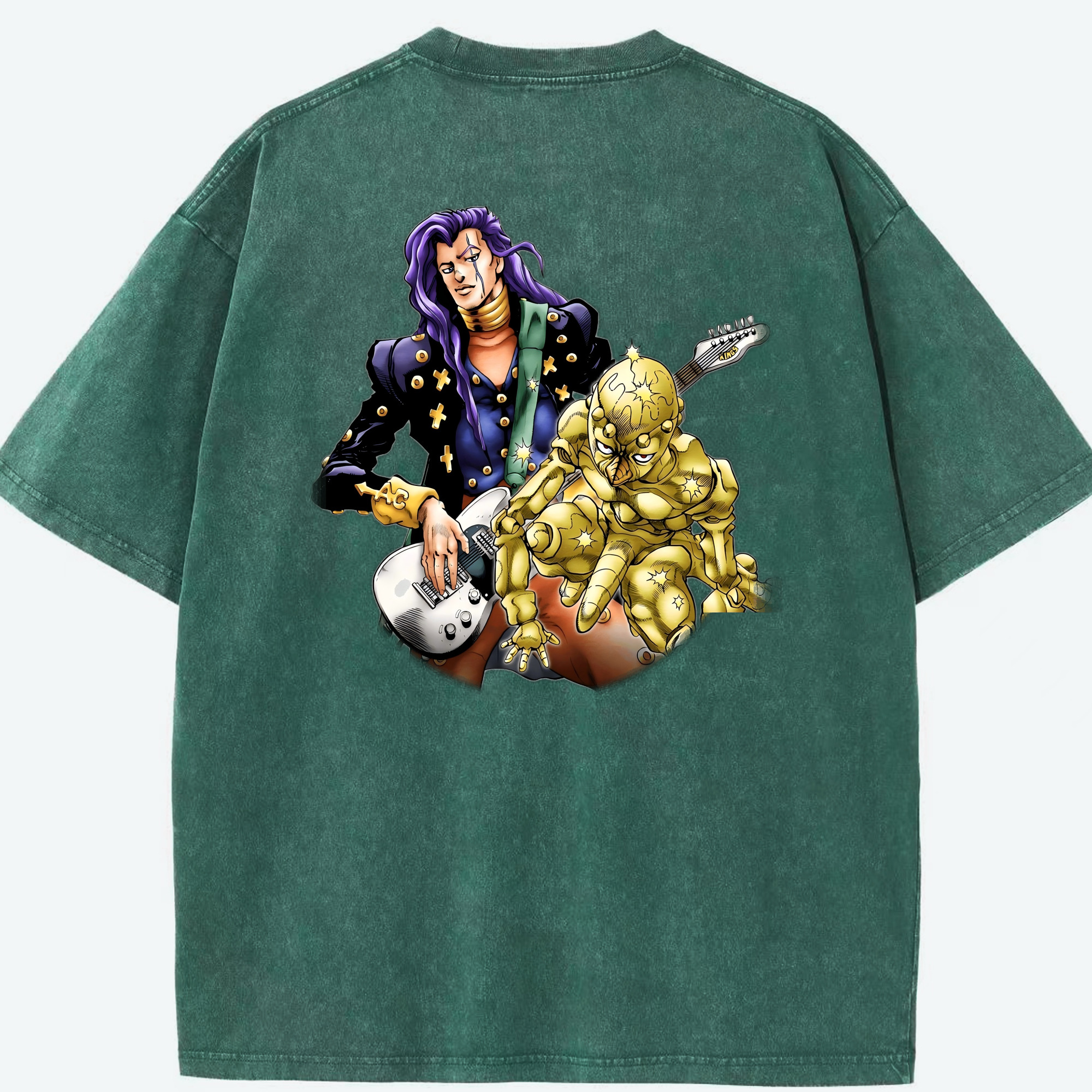 （画像用） ジョジョの奇妙な冒険 おといし あきら JoJo's Bizarre Adventure Akira Otoishi 綿100% ヴィンテージ風 半袖Tシャツ（背面プリント）